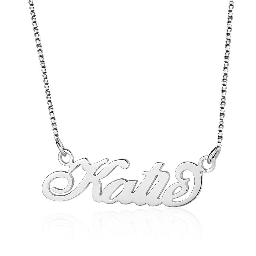 ThinkEngraved engraved necklace .925 sterling silver Personalized Cursive Name Necklace - Custom Cut Out Name Necklace