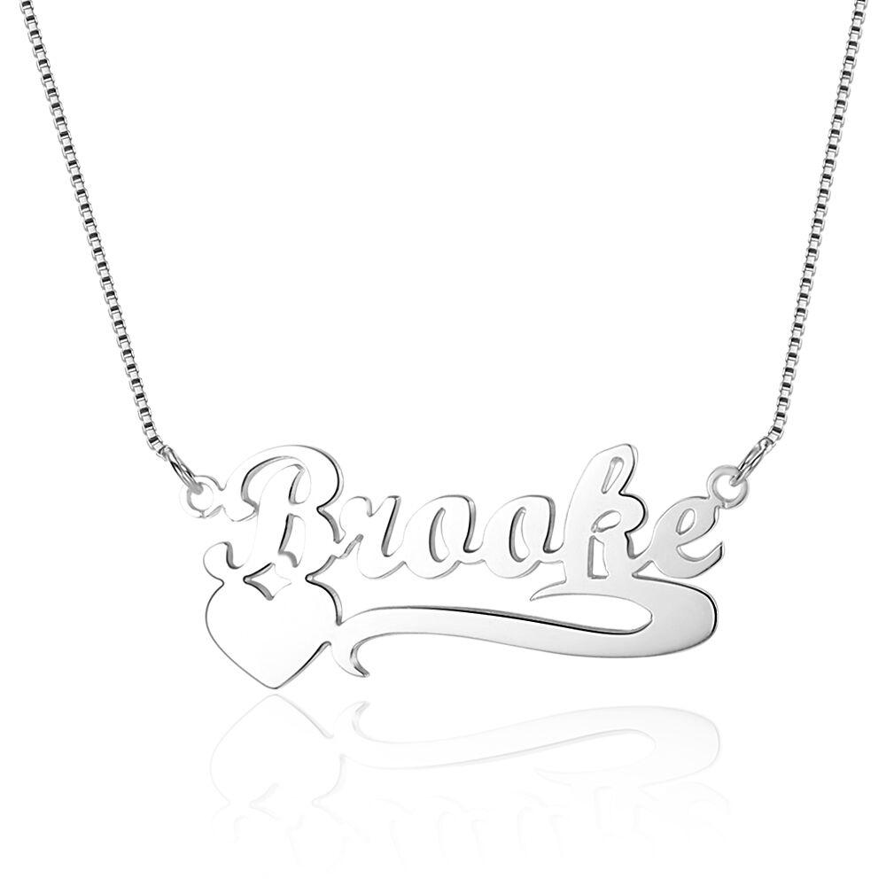 ThinkEngraved engraved necklace .925 sterling silver Personalized Heart Accent Name Necklace - Custom Name Necklace