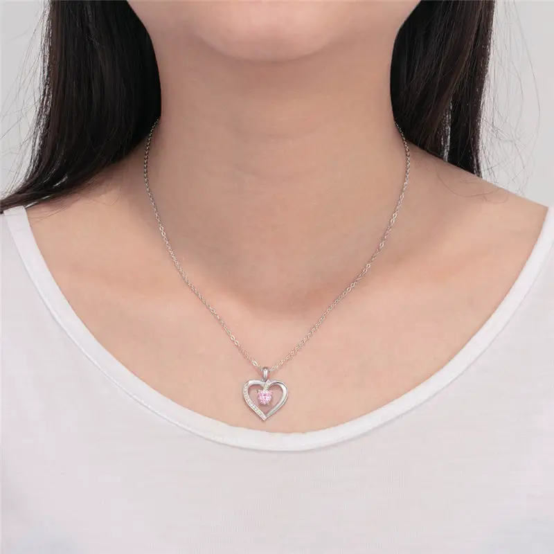 ThinkEngraved engraved necklace Custom Heart Cut Stone and Engraved Name Heart Pendant Necklace