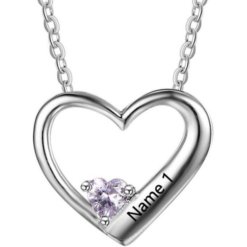 ThinkEngraved engraved necklace Personalized 1 Birthstone Mother's Ring Name True Heart 2 Names