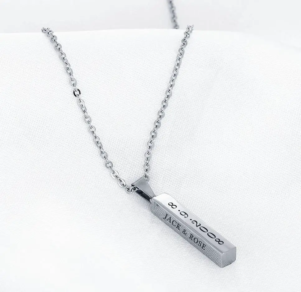 ThinkEngraved engraved necklace Personalized 4 Sided Bar Necklace - Engraved on 4 Sides - 4 Colors Available