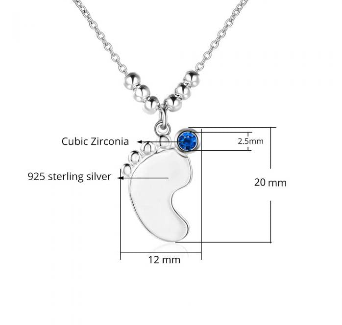 ThinkEngraved engraved necklace Personalized Baby Feet Mother's Necklace 1, 2, 3 or 4 Birthstones
