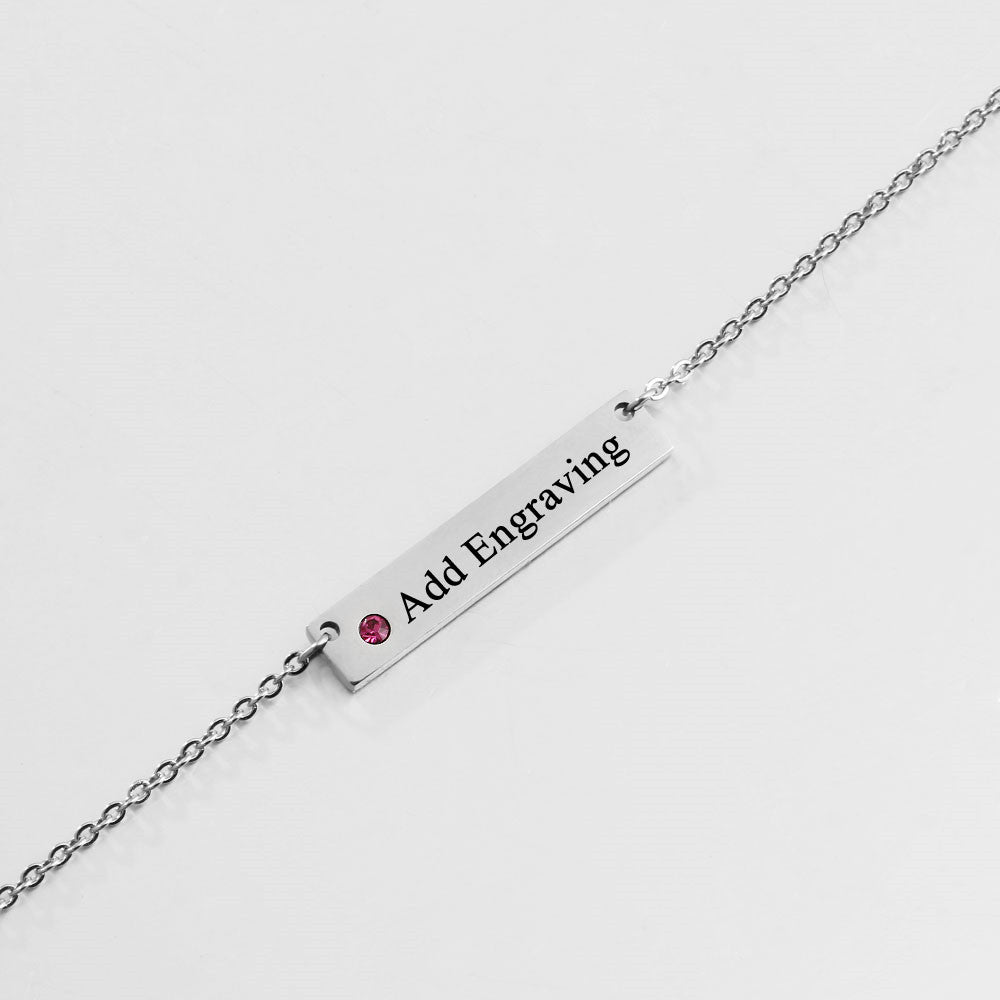 ThinkEngraved engraved necklace Personalized Birthstone Name Necklace 1 Stone 1 Engraved Name