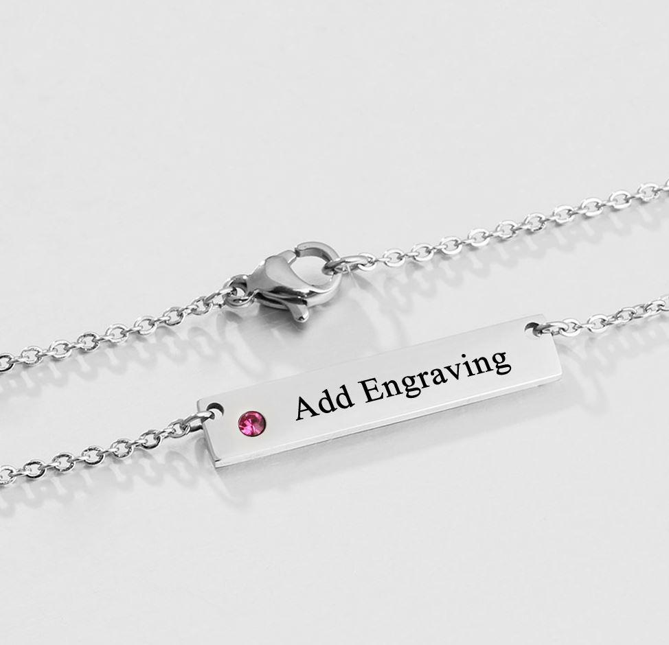ThinkEngraved engraved necklace Personalized Birthstone Name Necklace 1 Stone 1 Engraved Name