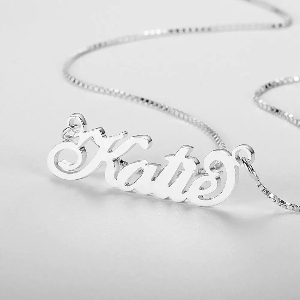 ThinkEngraved engraved necklace Personalized Cursive Name Necklace - Custom Cut Out Name Necklace