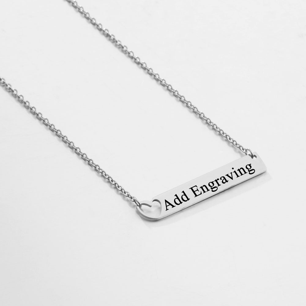 ThinkEngraved engraved necklace Personalized Engraved Bar Name Necklace - Heart Cut Out