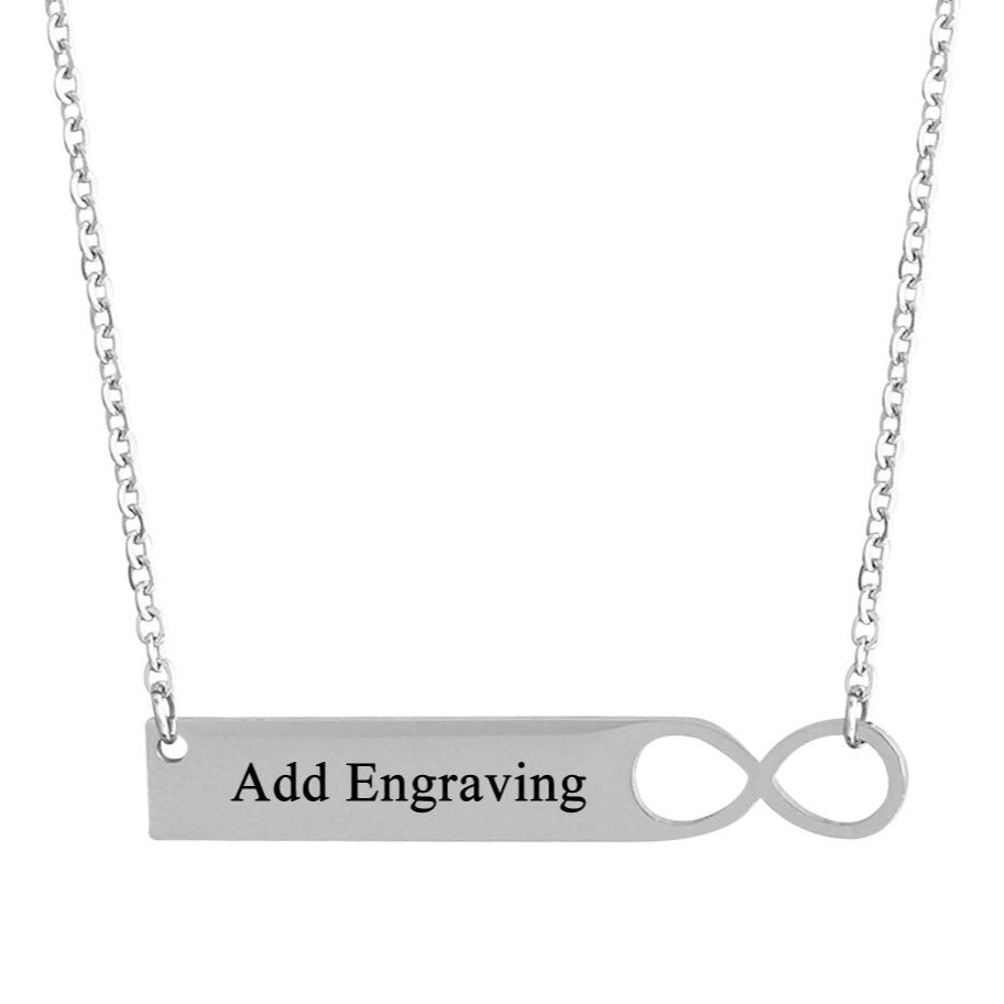 ThinkEngraved engraved necklace Personalized Engraved Infinity Bar Name Necklace