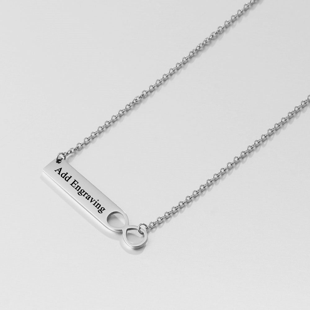 ThinkEngraved engraved necklace Personalized Engraved Infinity Bar Name Necklace