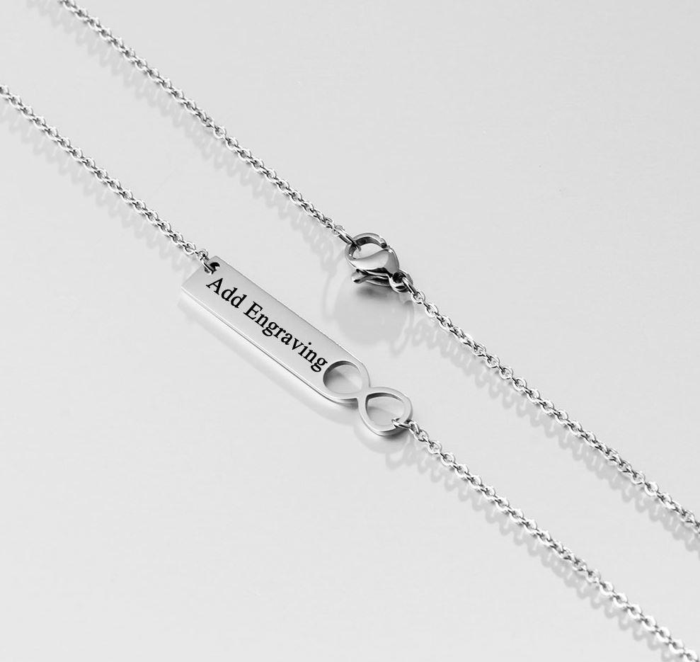 ThinkEngraved engraved necklace Personalized Engraved Infinity Bar Name Necklace