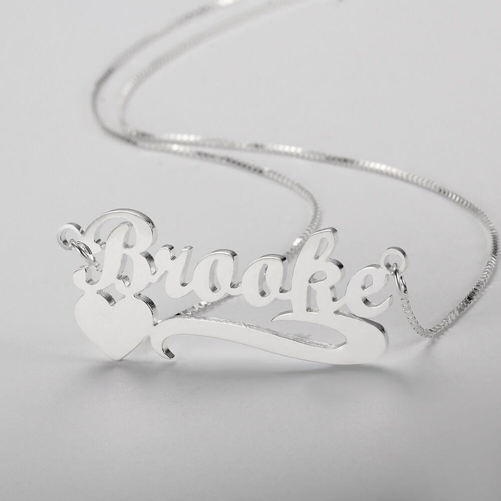 ThinkEngraved engraved necklace Personalized Heart Accent Name Necklace - Custom Name Necklace