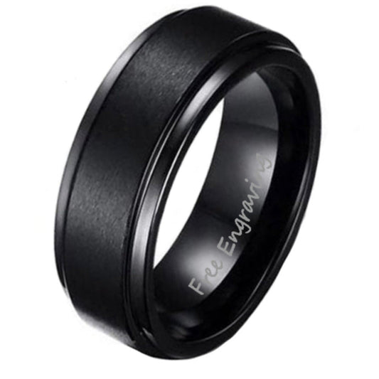 ThinkEngraved Engraved Ring 6 Personalized Men's Matte Black Promise Ring