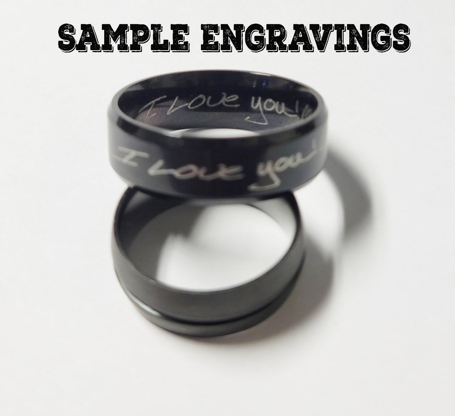 ThinkEngraved Engraved Ring Personalized Men's Black Promise Ring - Engraved Men's Ring Handwriting Ring