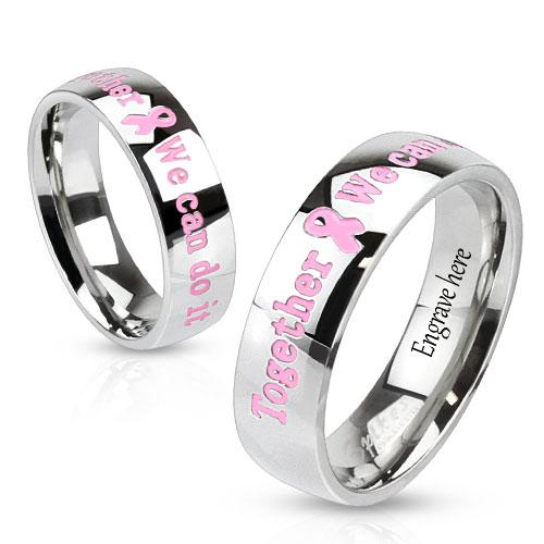 ThinkEngraved Engraved Ring Personalized Together We Can Do It Breast Cancer Awareness Ring