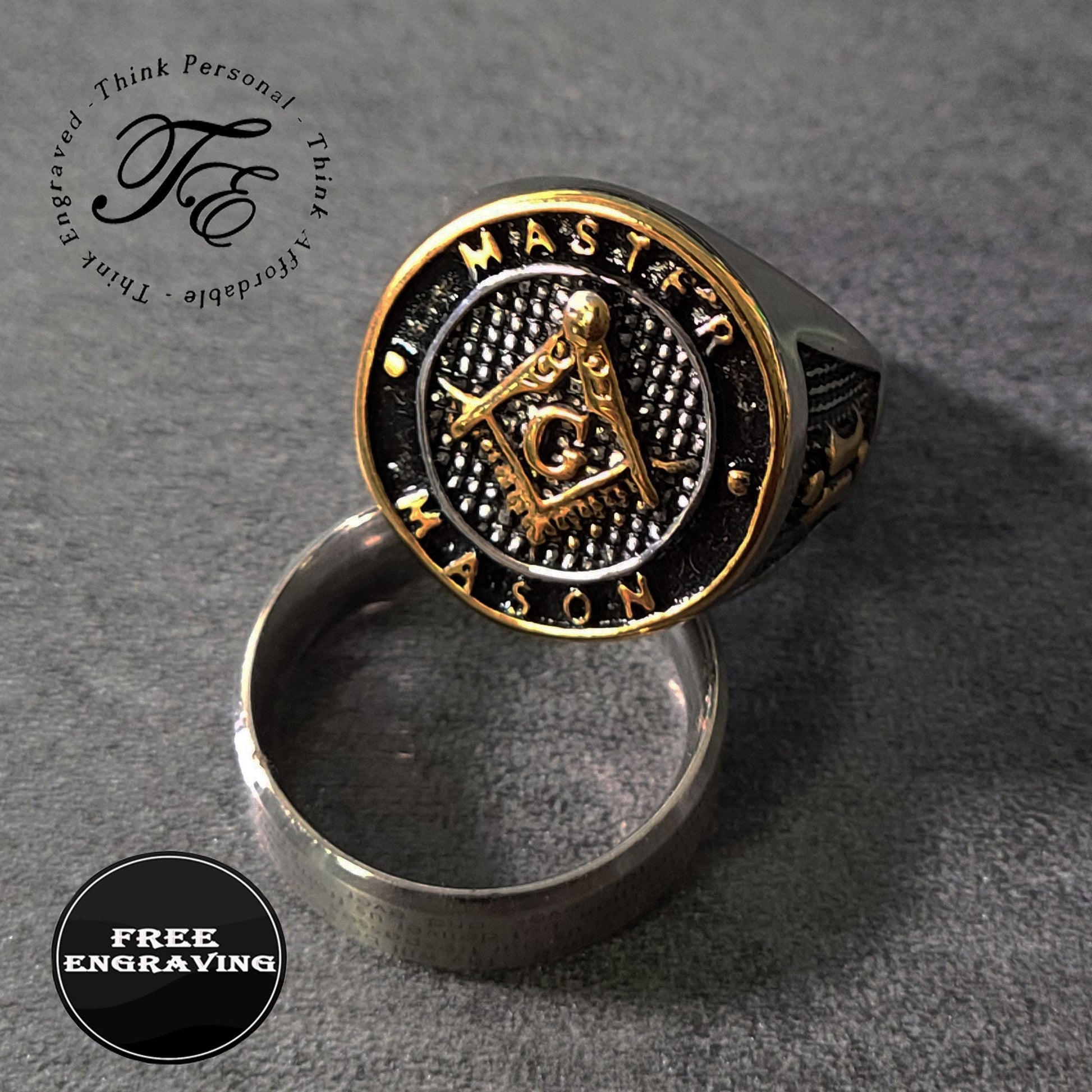 ThinkEngraved Mason Ring 9 Personalized Ornate Master Mason Ring Engraved Free Mason Ring