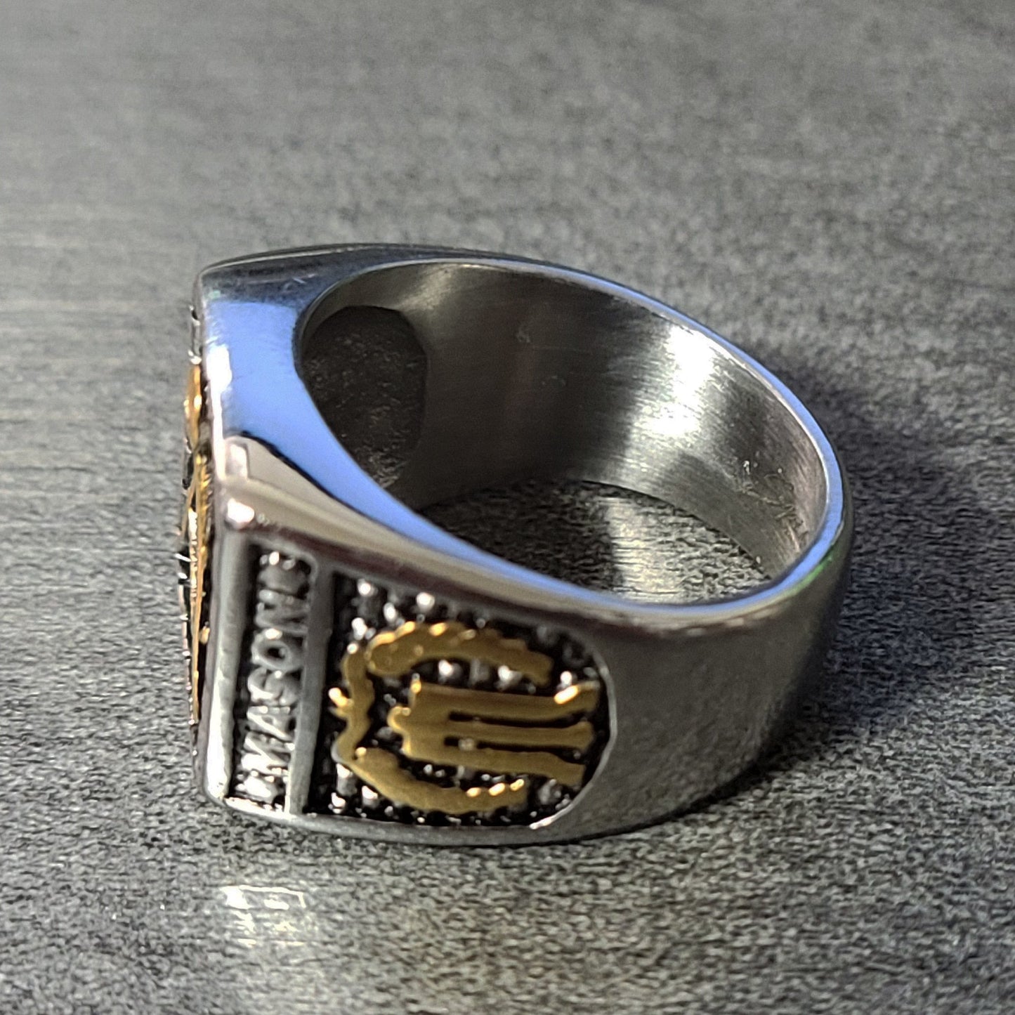 ThinkEngraved Mason Ring Personalized Ornate Free Mason Compass Ring Engraved Masonic Ring