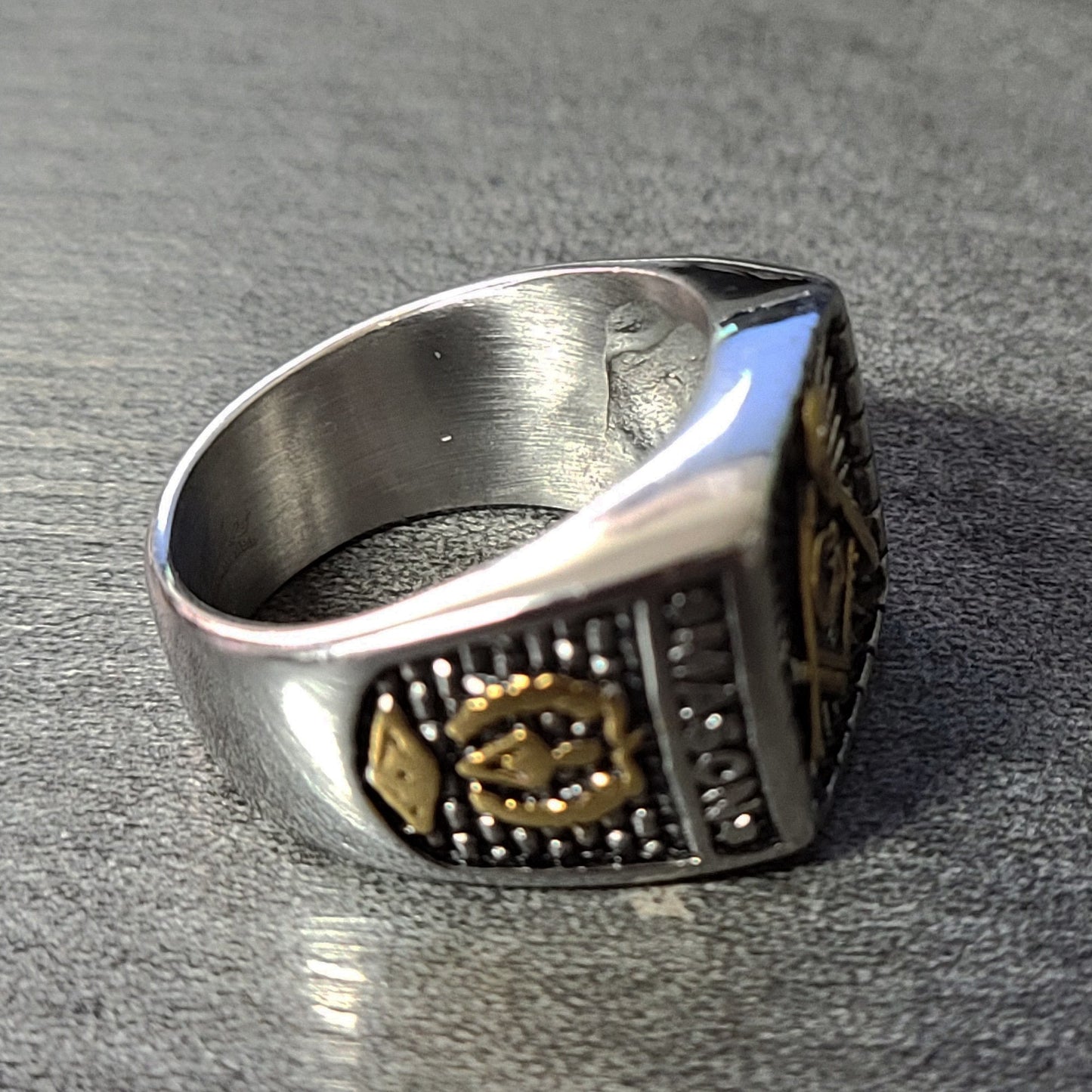 ThinkEngraved Mason Ring Personalized Ornate Free Mason Compass Ring Engraved Masonic Ring