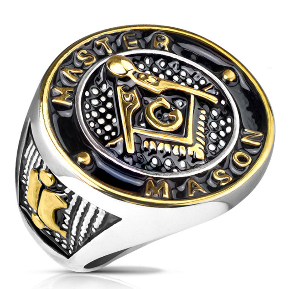 ThinkEngraved Mason Ring Personalized Ornate Master Mason Ring Engraved Free Mason Ring