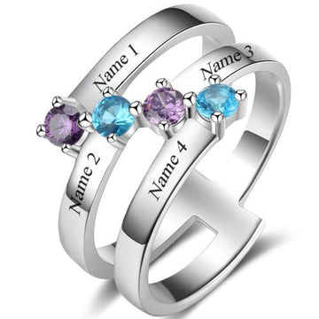 4 Birthstone Custom Mother's Rings – Think Engraved