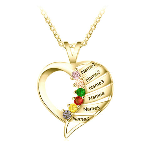 ThinkEngraved mothers necklace 14k gold over sterling silver Personalize 6 Birthstone Mother's or Grandma Family Necklace 6 Names