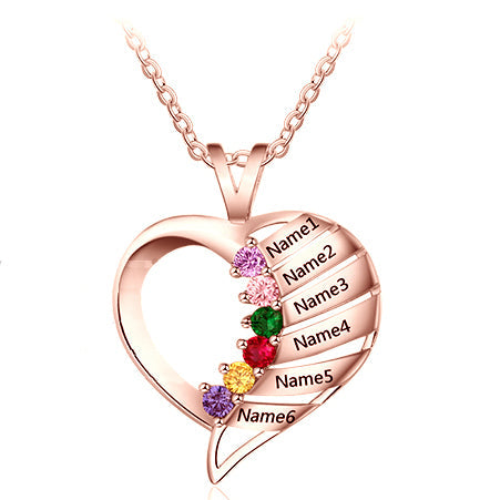 ThinkEngraved mothers necklace 14k rose gold over sterling silver Personalize 6 Birthstone Mother's or Grandma Family Necklace 6 Names