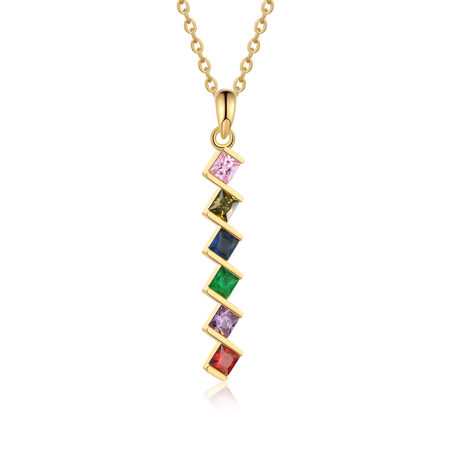 ThinkEngraved mothers necklace 6 Birthstone Elegant Square Stone Mother's Necklace