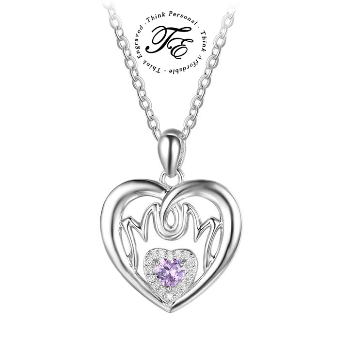 ThinkEngraved mothers necklace Personalized Birthstone MOM Mothers Necklace Heart Shape 2 Names