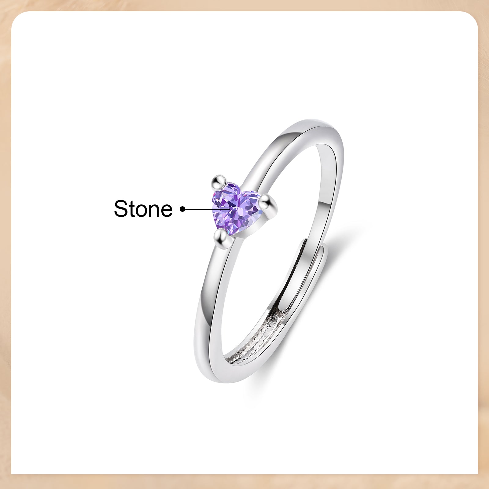 ThinkEngraved Peronalized Ring 1 Birthstone Adjustable Mother's Ring or Promise Ring
