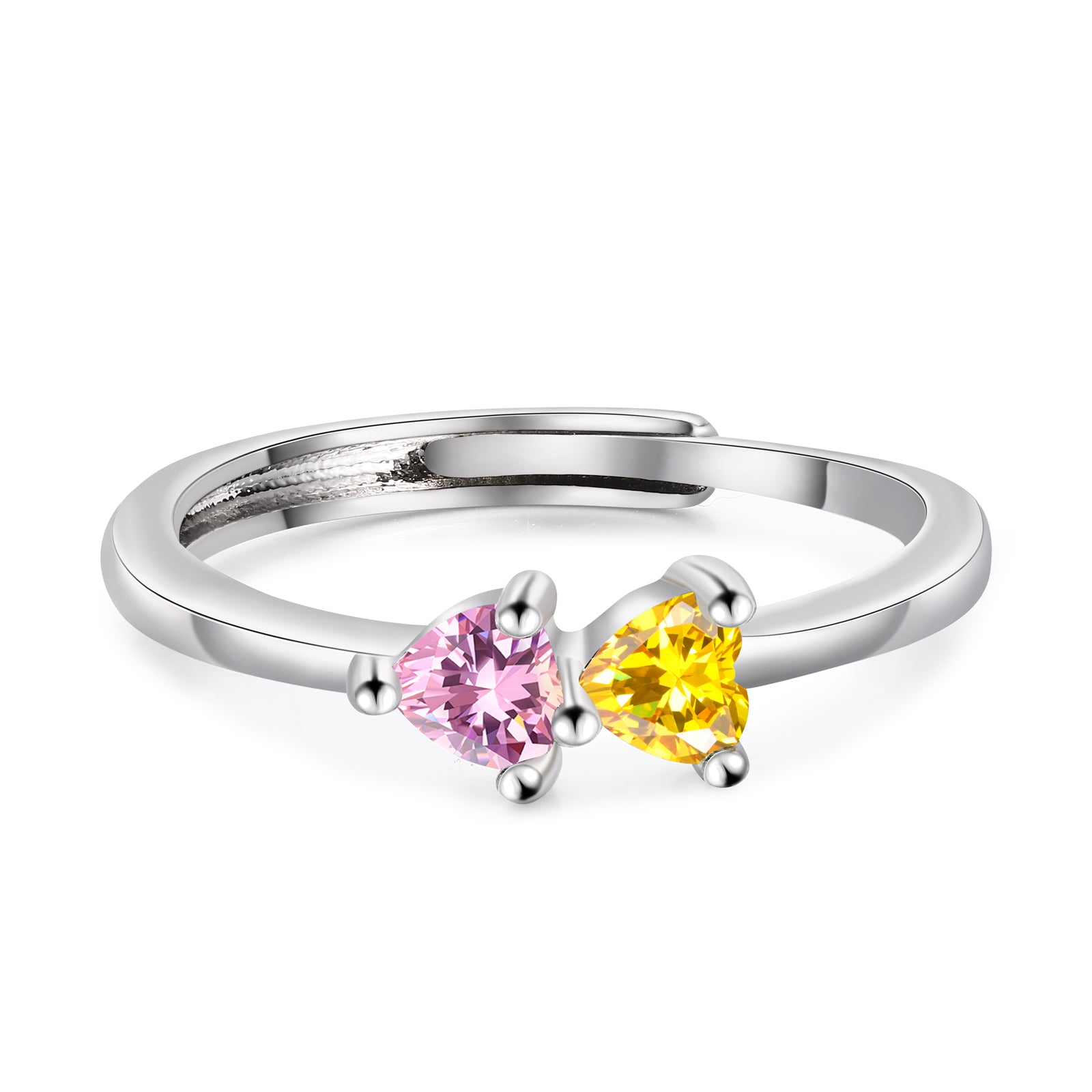 ThinkEngraved Peronalized Ring Custom 2 Stone Adjustable Mother's Ring or Couples Ring