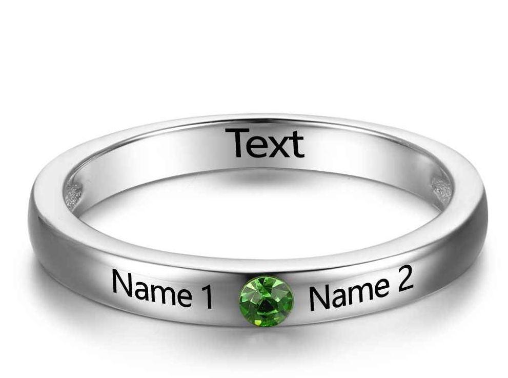 ThinkEngraved Peronalized Ring Personalized 1 Birthstone 2 Name Mother's Ring Love United Mothers
