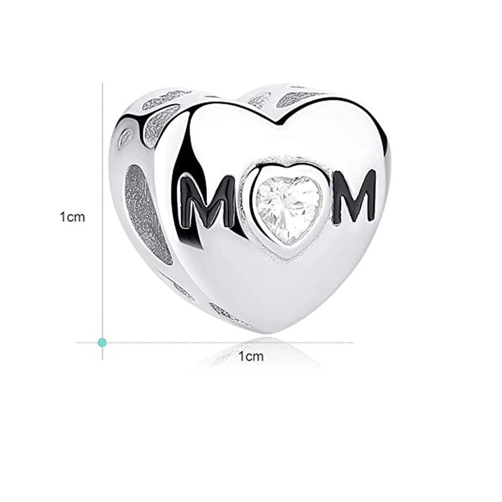 ThinkEngraved Personalized Charms Custom Photo Heart Charm - Mom Photo Charm with Jewel Mom Bead