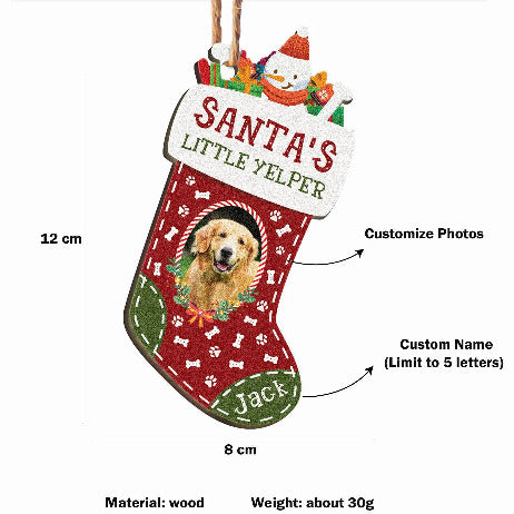 ThinkEngraved Personalized Ornament Personalized Dog Photo Christmas Stocking Ornament Wood