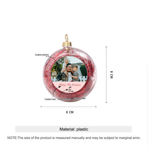 ThinkEngraved Personalized Ornament Red Tinsel Custom Photo Christmas Ornament Clear With Tinsel Baby's First Christmas