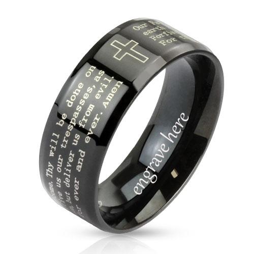 ThinkEngraved Prayer Ring Personalized Christian Cross and Engraved Lord's Prayer Ring Christian Ring