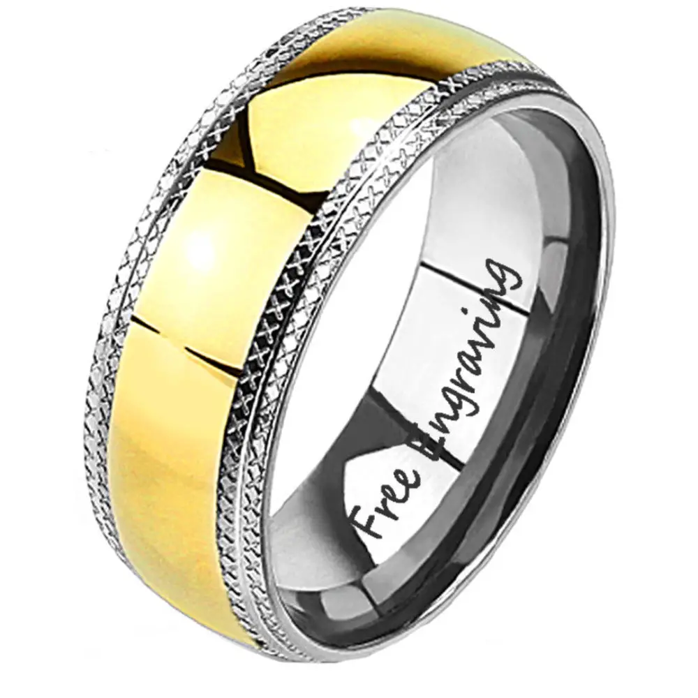 ThinkEngraved Promise Ring 10 Personalized Men's Promise Ring - Xband 14k Gold Over Stainless Steel