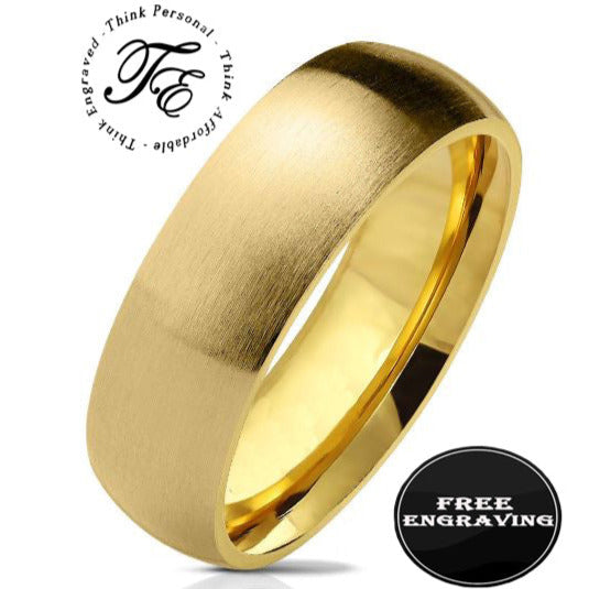 ThinkEngraved Promise Ring 5 Custom Engraved Men's Matte Gold Promise Ring - Personalized Promise Ring For Him