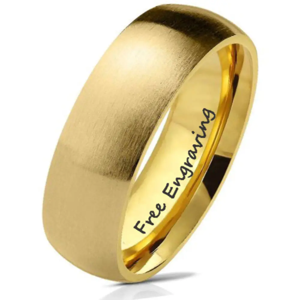 ThinkEngraved Promise Ring 5 Custom Engraved Men's Matte Gold Promise Ring - Personalized Promise Ring For Him