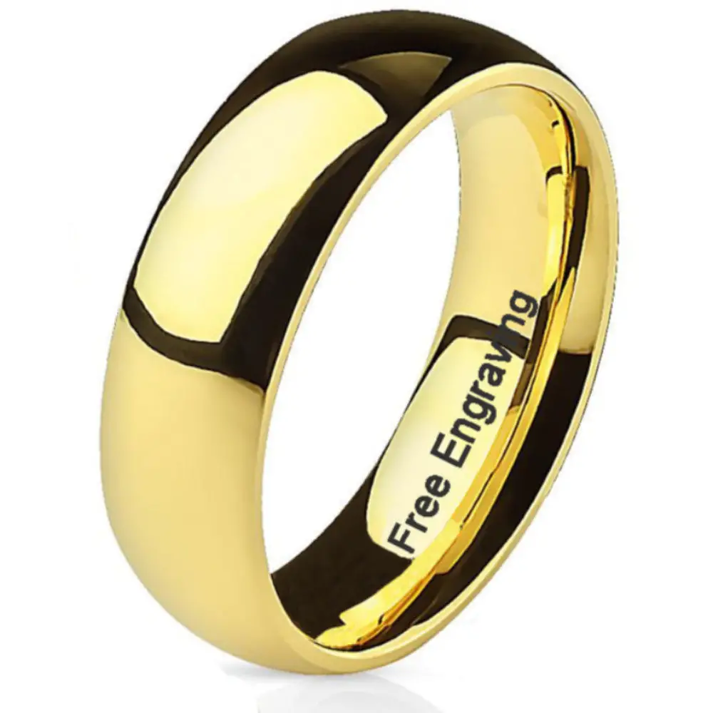 ThinkEngraved Promise Ring 5 Engraved Men's Gold Titanium Promise Ring - Promise Ring For Guys