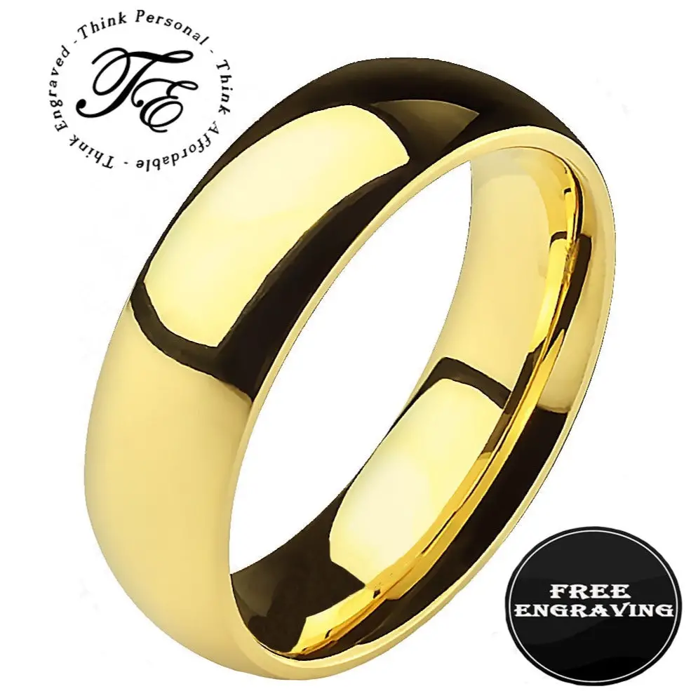 ThinkEngraved Promise Ring 5 Personalized Men's Gold Titanium Promise Ring - Promise Ring For Guys