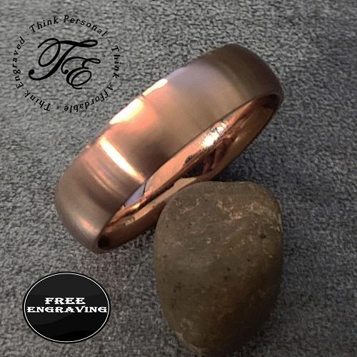 ThinkEngraved Promise Ring 5 Personalized Men's Promise Ring - Matte Rose Gold Coated Stainless Steel