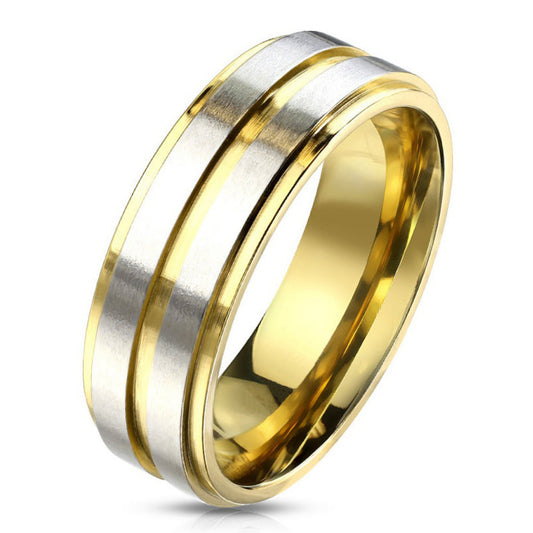 ThinkEngraved Promise Ring 5 Personalized Women's Promise Ring - Center Groove 14k Gold Over Stainless Steel