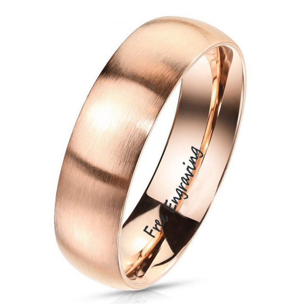 ThinkEngraved Promise Ring 5 Personalized Women's Promise Ring - Matte Rose Gold Coated Stainless Steel