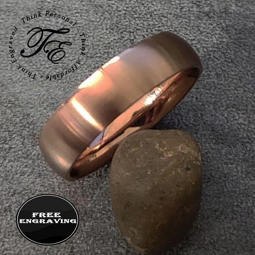 ThinkEngraved Promise Ring 5 Personalized Women's Promise Ring - Matte Rose Gold Coated Stainless Steel