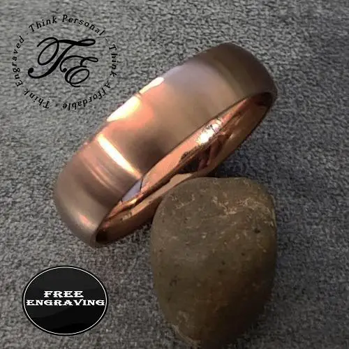 ThinkEngraved Promise Ring 5 Personalized Women's Promise Ring - Matte Rose Gold Coated Stainless Steel