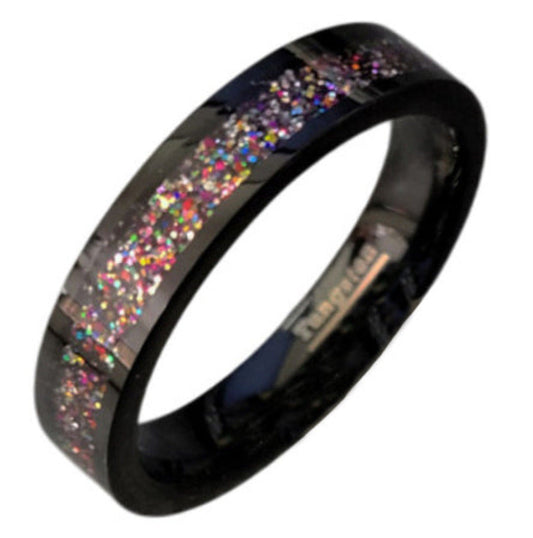 ThinkEngraved Promise Ring 6 Personalized Tungsten Women's Promise Ring - Red and Purple Galaxy Opal