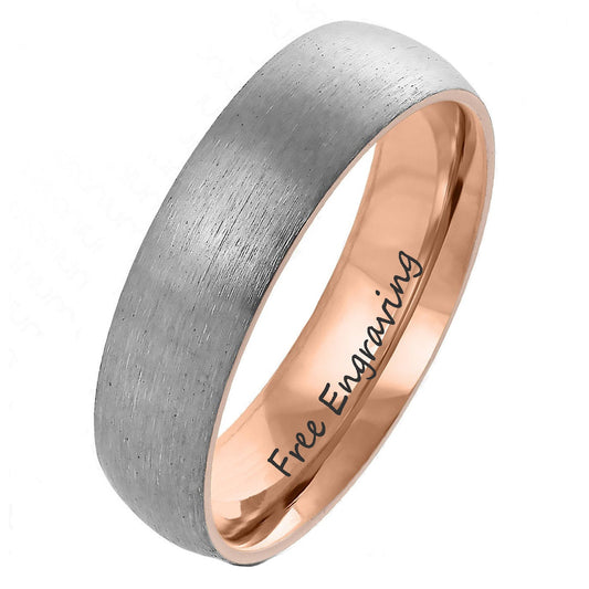 ThinkEngraved Promise ring 6 Personalized Women's Promise Ring - Rose Gold Brushed Steel Real Tungsten