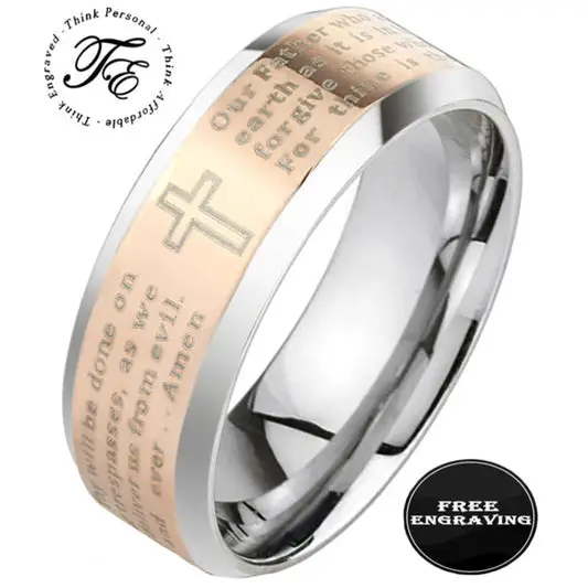 ThinkEngraved Promise Ring 6mm size 5 Personalized Women's Promise Ring - Christian Ring Rose Gold Stainless