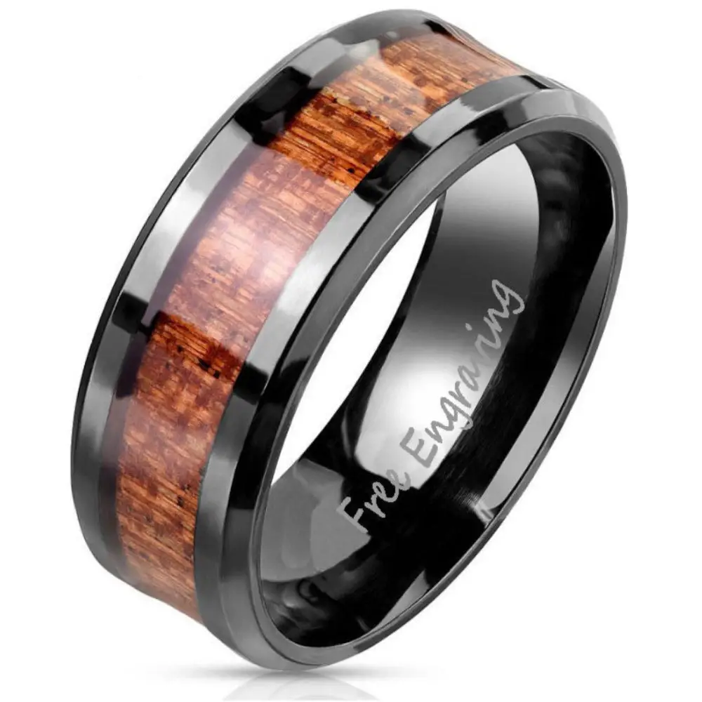 ThinkEngraved Promise Ring 7 Custom Engraved Men's Black Wood Promise Ring - Wood Promise Ring For Guys