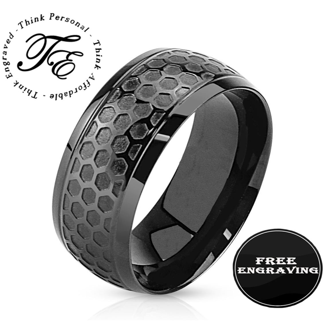 ThinkEngraved Promise Ring 9 Personalized Black Men's Industrial Promise Ring  - Engraved Handwriting Ring