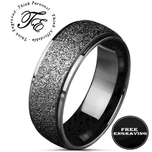ThinkEngraved Promise Ring 9 Personalized Engraved Men's Black Sandblasted Promise Ring - Promise Ring For Guys
