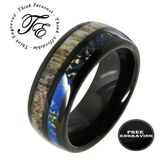 ThinkEngraved Promise Ring 9 Personalized Men's Antler Tungsten Promise Ring - Engraved Handwriting Ring